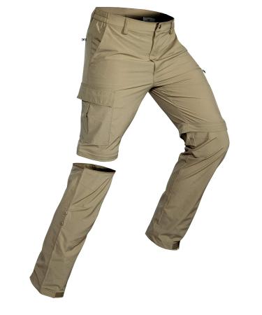 Wespornow Men's-Convertible-Hiking-Pants Quick Dry Lightweight Zip Off Breathable Cargo Pants for Outdoor, Fishing, Safari Khaki X-Large
