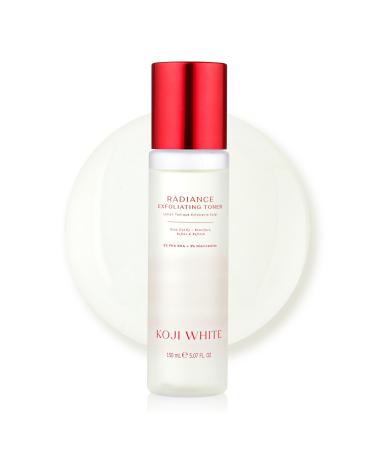 Koji White Exfoliating Toner for Face, 5% PHA BHA Toner | 2% Niacinamide, Kojic Acid & Hyaluronic Acid | Hydrating & Soothing Facial Toner | Unscented for Sensitive Skin, Vegan Skincare, 5.07 Fl Oz