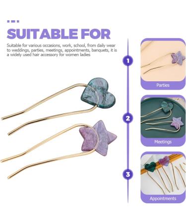 minkissy Metal U-Shape Accessory Accessories Sticks Styling U Pin Use Shaped Woman Prong Girls Fork Hairpins Day Chinese Girl Forks Mothers Updo Pins Chignon Heart Elegant Clips Alloy - Buy Online on GoSupps.com
