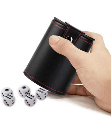 Cooyeah Red Pu Leather Dice Cup Set with 5 Standard Dices for Yahtzee, Farkle, Backgammon - Bar Party Craps Game - 1 Pack - Buy Online on GoSupps.com