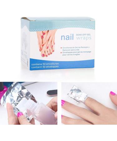  YIZISECCE 50pcs Nail Polish Remover Wraps Aluminium Foil Cotton UV Gel Soak Cotton Cotton Pads - Buy Online on GoSupps.com