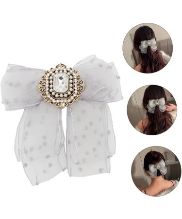 minkissy Hairpin Large Barrettes Ribbon Back Hair Bowknot Clip Alligator Barrettes Bow Hair Clip Hair Jaw Clips Ribbon Hair Pins Korean Hair Claw Pearl Gray Makeup Wedding Girl - Buy Online on GoSupps.com