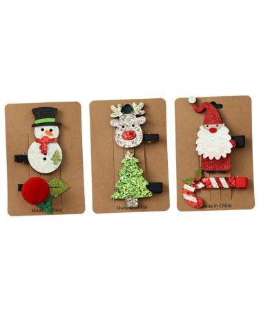 FRCOLOR 3 Set Christmas hair clips girl barrettes christmas barrettes antler hair clip christmas bobby pins xmas hair accessories santa hair clips kids hairpin plastic child small
