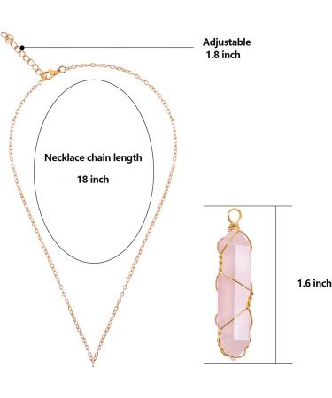 Wire Wrapped Healing Crystal Necklace - Hexagonal Reiki Rose Quartz Pendant for Women and Men - Buy Online on GoSupps.com