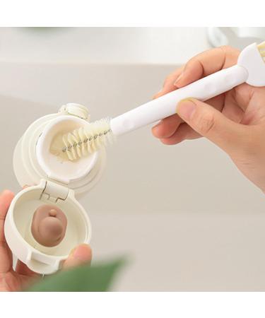 Double Head Cup Brush - Lid Cleaning and Scrubbing Water Bottle Brush | Tight Spaces Cleaning Cup Ergonomic Handle Brush for Milk Bottles Mugs | 90 Degree Rotating Head Nursing Bottle Brush - Buy Online on GoSupps.com