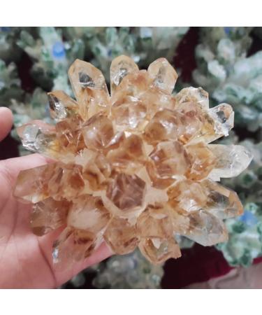 Home Decoration 400-800g New Find Natural Beatiful Yellow Tibetan Quartz Crystal Cluster Specimen Stones ERTEYIN (Size : 500-600g)