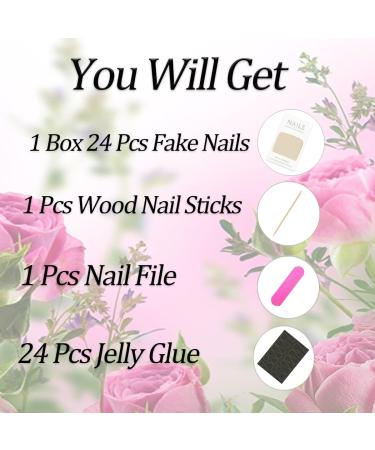 Buy Pink Press on Nails - Short Square Fake Nails with White French Tips & Bow Nail Charms | 24 Pcs Glossy Nude Pink Acrylic Designs for Daily Wear - Buy Online on GoSupps.com