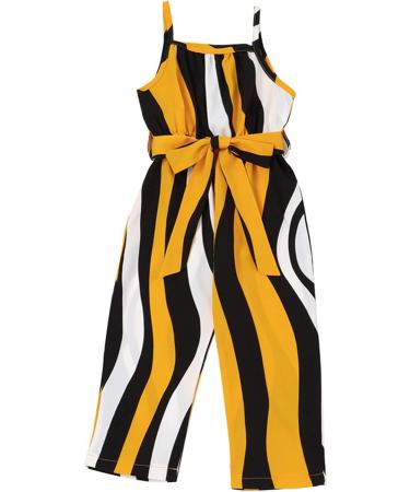 Yellow Striped Toddler Girls Sleeveless T Shirt & Shorts Outfit - Size 3-4 Years - Buy Online on GoSupps.com