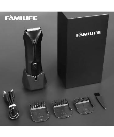 FAMILIFE Body Trimmer for Men - Electric Waterproof Groin & Pubic Hair Trimmer with Replaceable Ceramic Blades - 90 Minutes Usage & Standing Recharge Dock - Buy Online on GoSupps.com