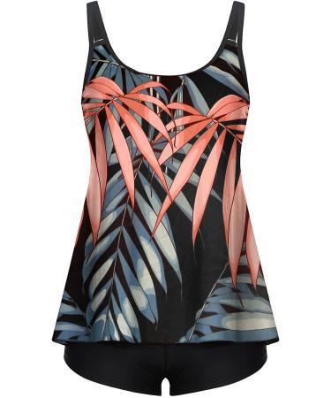 Floral Tankini Swimsuit for Women - Modest Loose Fit Two Piece Bathing Suit - Large Red - Buy Online on GoSupps.com