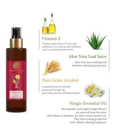 Forest Essentials Body Mist Nargis | Natural & Hydrating Body Spray For Men & Women | Luxury Floral Fragrance | 130 ml - Buy Online on GoSupps.com