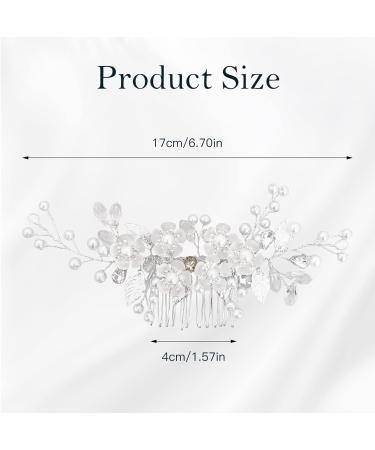 Makone Silver Rhinestone Wedding Hair Clip - Bridal Hair Accessories for Women - Flower Headpiece Barrette for Bride Bridesmaid Girls - Buy Online on GoSupps.com