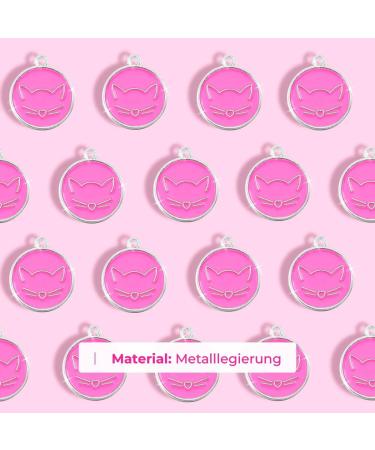 Personalized Ibera Cat Necklace for Medium to Large Cats - Engraved Collar & Address Tag - Round Shape - Pink - Buy Online on GoSupps.com