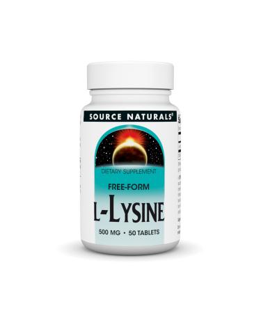 Source Naturals L-Lysine Free Form -Amino Acid Supplement Supports Energy Formation & Collagen* - 500 mg- 50 Tablets