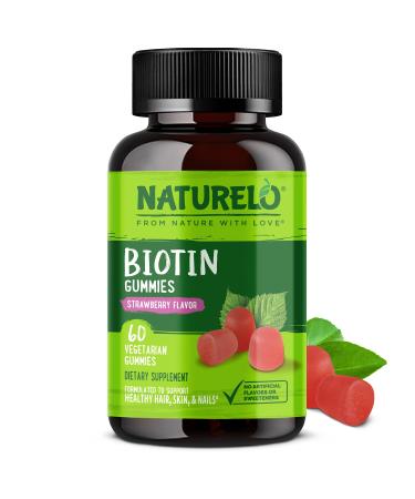 NATURELO Biotin Gummies - Supports Healthy Hair Skin & Nails - High Potency 2500 mcg - Non GMO Gluten Free - 60 Gummies 60 Count (Pack of 1)