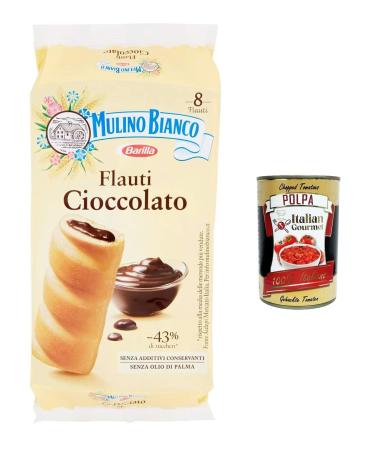 Mulino Bianco Flauti Set of 6 chocolate snacks cakes and sweet snacks for both 280 g + Gourmet Italian pulp 400 g