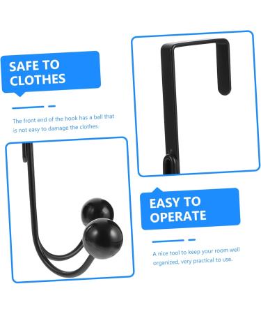 OUNONA 2pcs Double Hook Organizer Hooks Over The Door Clothes Hanger No Punching Plastic Beads Coat Hook 14x9cm Black - Buy Online on GoSupps.com