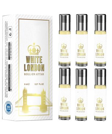 BlueQueen White London Roll On Perfume The Original Pheromone Infused Essential Oil Perfume Cologne - Unisex For Men and Women - 8Ml Pack of 6 - Buy Online on GoSupps.com