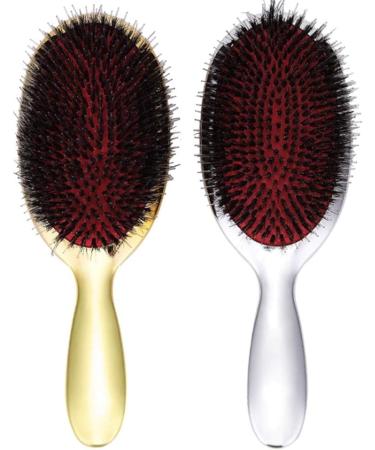 Antistatic Oval Nylon Hair Brush | Scalp Massage & Curly Hair Styling Tool - Golden | International Shipping Available - Buy Online on GoSupps.com