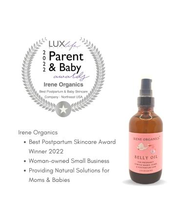 Irene Organics Belly Oil for Pregnancy Stretch Marks - Fast Absorbing & Hydrating 4oz - Buy Online on GoSupps.com