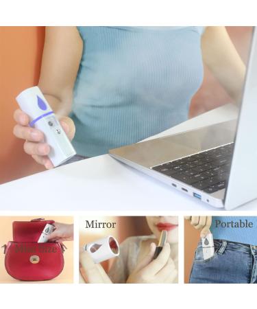 Nano Facial Mister Portable Mist Sprayer with Mirror | USB Rechargeable | White - Buy Online on GoSupps.com