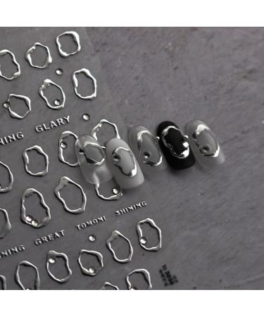 Irregular Bronzing Nail Art Stickers - Gold & Silver Frame Rhinestone 3D Self-Adhesive Decals for Women & Girls - Stylish 5D Engraved Nail Designs - Buy Online on GoSupps.com