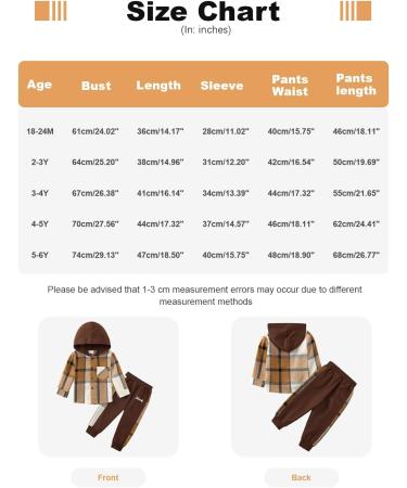 Naiyafly Toddler Boys Hoodie Plaid Sweatshirt + Pants Set | 18-24 Months | Khaki Plaid Tracksuit for Kids - Buy Online on GoSupps.com