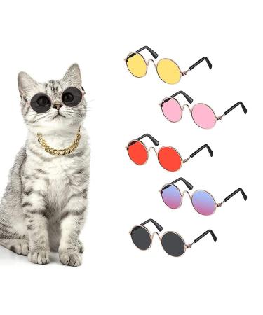 5 pieces pet glasses fashion dogs cats round glasses pets sunglasses small dog sunglasses sunglasses for pets retro pet sunglasses for cats puppies small medium dog - Buy Online on GoSupps.com