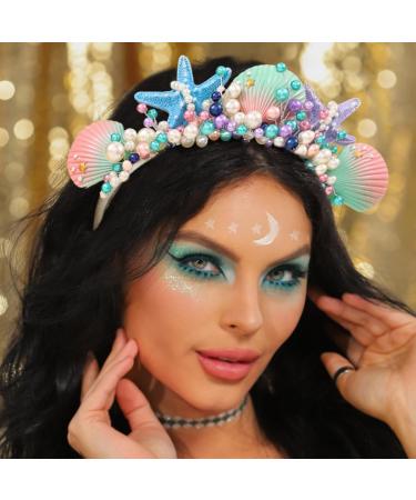 Zoestar Starfish Crown Headband Pearl Bridal Headpiece Seashell Hair Hoop Beach Wedding Hair Accessories for Women - Buy Online on GoSupps.com