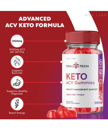 Trim Tech Keto ACV Gummies - Advanced Weight Loss Supplement with Apple Cider Vinegar for Belly Fat - 60 Gummies - Buy Online on GoSupps.com