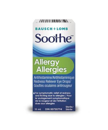 Soothe Allergy Eye Drops Antihistamine and Redness Reliever Eye Drops for Itching due to Allergies Symptomatic Relief for Itchy Red Eyes 15 ml