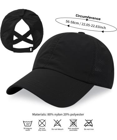 Spring Baseball Cap for Women | Adjustable Ponytail Cap | Breathable Mesh Sun Hat for Outdoor Sports | Cross Black Leisure Cap - Buy Online on GoSupps.com