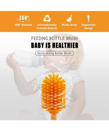 Silicone Bottle Cleaning Brush with Long Handle - 31cm/12.5 - Perfect for Baby Bottles, Hydro Flask, Sports Bottles, Vases and Glassware - Orange - Qty 1 - Buy Online on GoSupps.com