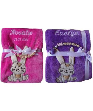 Personalized Baby Blanket & Pacifier Band | Custom Embroidered Baptism Gifts for Girls | Wuff-Dogsworld - Buy Online on GoSupps.com