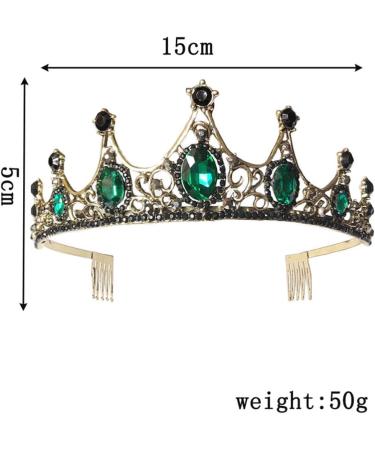 minkissy Vintage Crown Green Rhinestone Tiara with Comb Crystal Queen Headband for Wedding Pageant Prom Halloween Cosplay Party - Buy Online on GoSupps.com