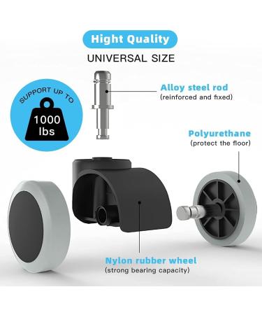 Threaded Shaft Swivel Castors Ball Castors Wheels Set of 5 Replacement Wheels for Hardwood Floors and Carpet- Support Up to 1000bls(Gris) Grey - Buy Online on GoSupps.com