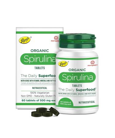 Generic Viva Organic Spirulina Tablets - Most Bio-Available Protein & Nutri-Dense Superfood | Immunity and Health Supplement | Metabolism Booster | 100% Vegan | 60 Tablets (500mg Each)