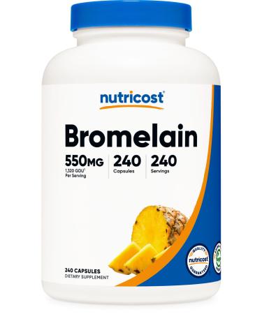 Nutricost Bromelain Capsules (240 Capsules) - 550 MG Per Serving Vegan Non-GMO GMP Compliant 10.3 Ounce (Pack of 1)