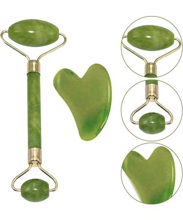 Massager Roller Massage Stick Massage Tool Green Jade Roller for Face - Face Roller Skin Care Muscle Relaxing for Keeping Youthful Skin Tone Decrease Puffiness Improve Skin Elasticity - Buy Online on GoSupps.com