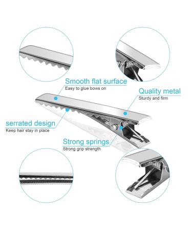 70 Pcs Alligator Hair Clips Set - Oversized Metal Silver Hair Bow Clips for Women - Single Prong Hairpins for Hairdressing Salon and DIY Crafts - 3 Sizes (3.9-2.2-1.8 inch) - Buy Online on GoSupps.com