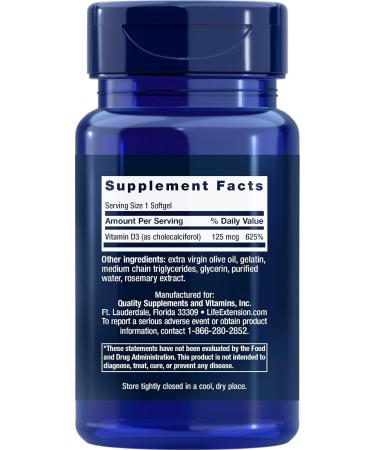 Life Extension Vitamin D3 5000 IU 120 Softgels - 2 Pack | Essential Supplements - Buy Online on GoSupps.com