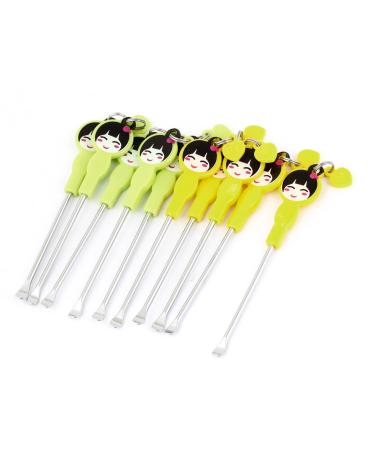 Qtqgoitem 10 Pcs Light Green Yellow Cartoon Pattern Handle Ear Wax Remover Earpick (Model: 46d 55b 607 d9e d56)