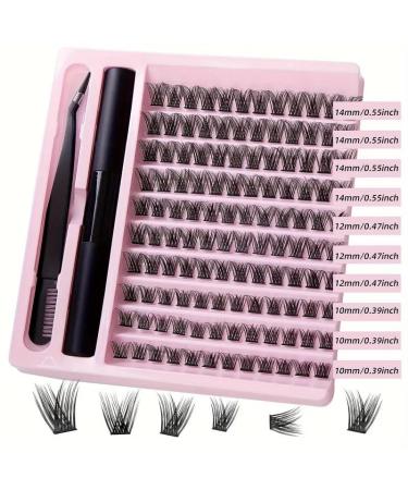 Eyelash Extension Kit with 200 Mixed Length Clusters for DIY Lash Extensions Black