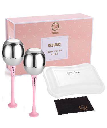 RADIANCE Ice Globes for Facials Skin Care - Cryo Globes Non Shatter Face Cooling Cold Stainless Steel Cryo Freeze Tool Roller for Depuffing Eyes Face Massage with a Storage Case & Polish Cloth