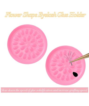 100 Pcs False Lash Glue Holder - Disposable Eyelash Extensions Trays Plastic Pink Glue Holder Pallet Pads for Professional Use - Buy Online on GoSupps.com