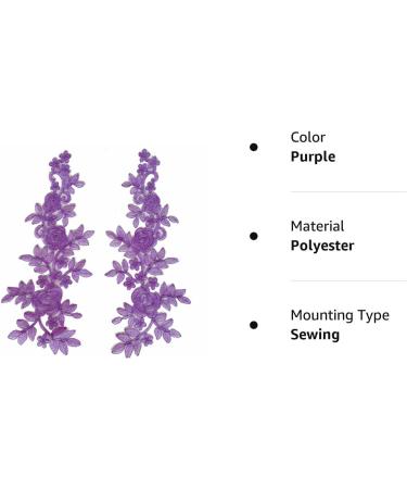 IXUEYU 2 Pcs Purple Car Bone Sequin Embroidery Flower Patches - DIY Applique for Wedding Dress, Headwear & Clothing Accessories - Buy Online on GoSupps.com
