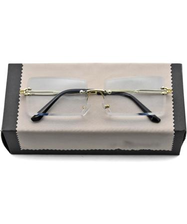 KDOQ Rimless Square Anti Blue Light Glasses for Men & Women - Gold | Computer Gaming Eye Strain Relief - Buy Online on GoSupps.com