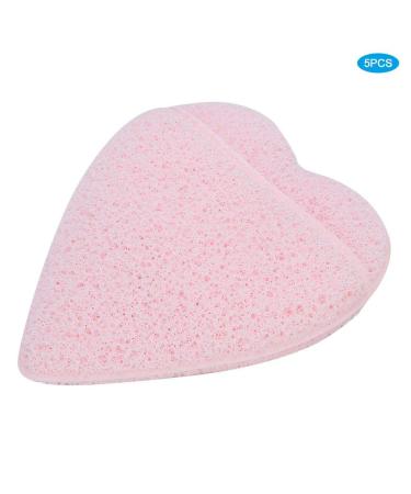 Hydrophilic Face Wash Pads | 5pcs Heart Shaped Light Pink Sponges for Women & Girls - Gentle Cleansing - Buy Online on GoSupps.com
