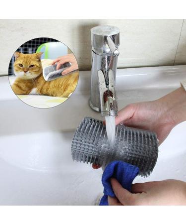 Bobozhong Cat Brush Set - 2 Wall Corner Grooming Brushes for Self-Grooming with Catnip & Screws | Gray Cat Groomer - Buy Online on GoSupps.com