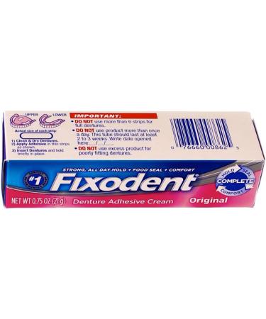 Fixodent Original Denture Adhesive Cream 0.75 Oz - Secure Hold & Comfort - Buy Online on GoSupps.com